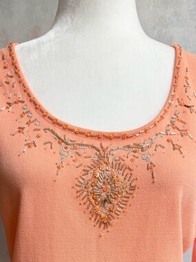 VTG Dressbarn Bling Beaded Peach Tank. Career Separates! Plenty of Stretch NWT